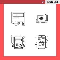 4 Icon Pack Line Style Outline Symbols on White Background Simple Signs for general designing Creative Black Icon vector background