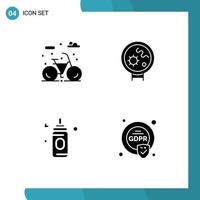 4 Universal Solid Glyphs Set for Web and Mobile Applications city child bacteria search compliance Editable Vector Design Elements