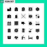 Pictogram Set of 25 Simple Solid Glyphs of graduation father creative dad security Editable Vector Design Elements