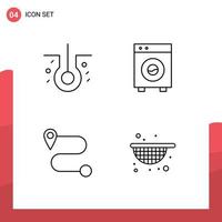 Mobile Interface Line Set of 4 Pictograms of hair strainer automation equipment food Editable Vector Design Elements