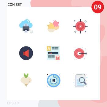 Flat Color Pack of 9 Universal Symbols of code browser nature volume sound Editable Vector Design Elements