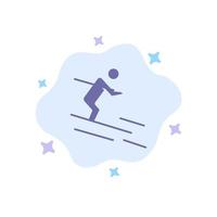 Activity Ski Skiing Sportsman Blue Icon on Abstract Cloud Background vector