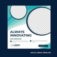 Social media post template vector illustration business innovation teamwork set