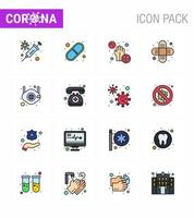 Simple Set of Covid19 Protection Blue 25 icon pack icon included mask injury covid bandage bacteria viral coronavirus 2019nov disease Vector Design Elements