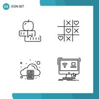 Vector Pack of 4 Outline Symbols Line Style Icon Set on White Background for Web and Mobile