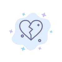 Broken Love Heart Wedding Blue Icon on Abstract Cloud Background vector