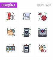 Coronavirus awareness icons 9 Filled Line Flat Color icon Corona Virus Flu Related such as medical washing virus wash hand wash viral coronavirus 2019nov disease Vector Design Elements