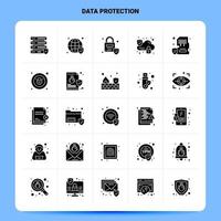 conjunto de iconos de protección de datos sólidos 25 diseño de estilo de glifo vectorial conjunto de iconos negros diseño de ideas de negocios web y móvil ilustración vectorial vector