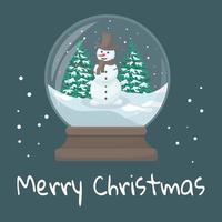 Merry christmas glass ball with snawman and Christmas tree vector