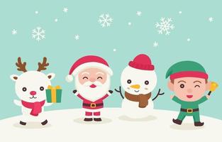 Christmas character and elements in flat design vector