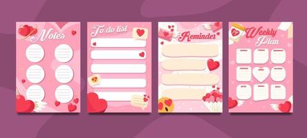 Lovely Pink Valentine Journal Page Template vector