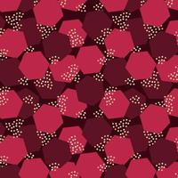 Pattern Viva Magenta color of the year 2023 with abstract geometric shapes, golden dots. vector