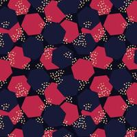 Pattern dark blue and Viva Magenta color of the year 2023 with abstract geometric shapes, golden dots. vector