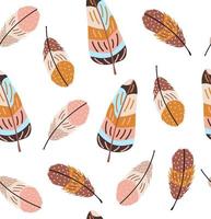 Boho seamless pattern with feathers vector