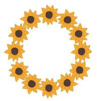 Sunflower circle frame vector