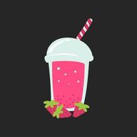 Strawberry Smoothie Take away plastic cup drink vector template