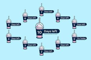 milkshake cup 10 days left countdown infographic template vector