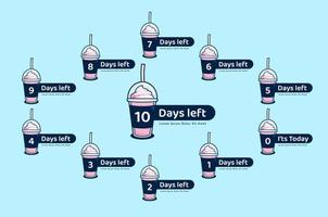 milkshake cup 10 days left countdown infographic template vector