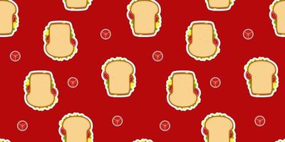 Seamless wheat bread sandwich pattern vector