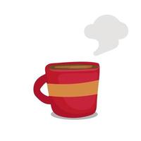 Red hot coffee or tea mug cup painting doodle vector illustration