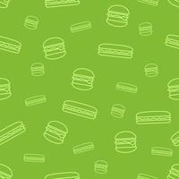 contorno verde icono burger hotdog fondo de patrones sin fisuras vector