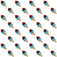 Chocolate with cherry ice cream cone seamless pattern on white background vector