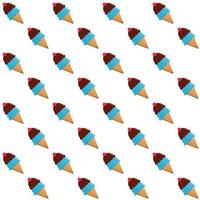 Chocolate with cherry ice cream cone seamless pattern on white background vector