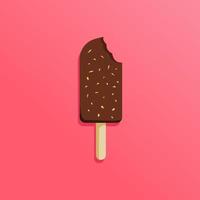 Bitten chocolate hazelnut ice cream stick vector illustration