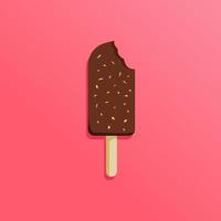 Bitten chocolate hazelnut ice cream stick vector illustration