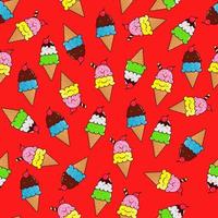 happy sweet ice cream cone seamless pattern vector