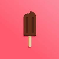 Bitten Chocolate ice cream stick vector illustration