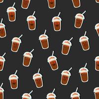 chocolate cup drink emoji smiley seamless pattern vector