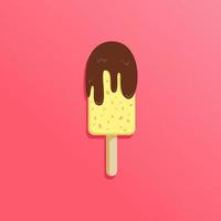 Vanilla hazelnut with chocolate sauce topping ice cream stick vector illustration