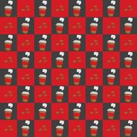 red black chess pattern coffee cup beans vector