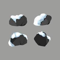 Collection of stones of various shapes in the snow.Coastal pebbles,cobblestones,gravel,minerals and geological formations.Rock fragments,boulders and building material.Vector illustration. vector