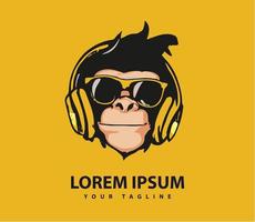 Awesome cool monkey logo design. vector