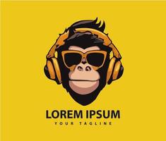 Awesome cool monkey logo design. vector