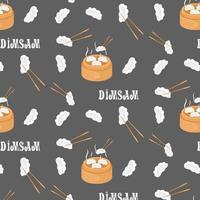 Dimsam, traditional Chinese dumplings. Pattern. Asian cuisine. Vector illustration.