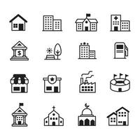 Set of building icons with black glyph style isolated on white background vector