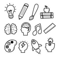 Set of idea and creativity doodles with cute hand-drawn style isolated on white background vector