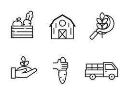 Set of harvest icons with linear style and black color isolated on white background vector