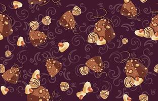 Seamless pattern of chocolate, sweets and cherry pattern. vector