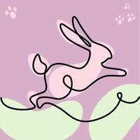 Rabbit as the symbol of the year according to the Chinese calendar in one solid line. Christmastime vector