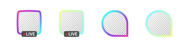 Profile frame for live streaming. Live streaming icons. Video broadcasting and live streaming concept. Vector illustration