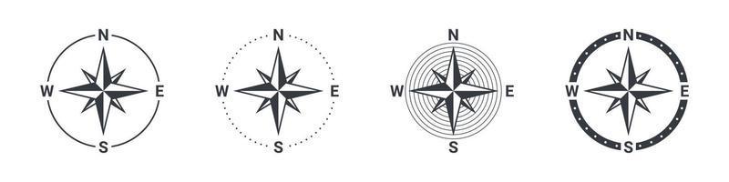 Compass set icons. Navigation equipment sign. Wind rose icon. Vector illustration