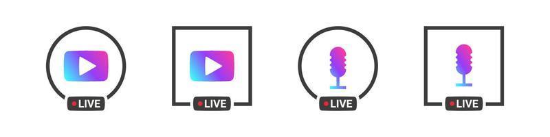 Live streaming icons concept. Video broadcasting and live streaming icon. Vector illustration