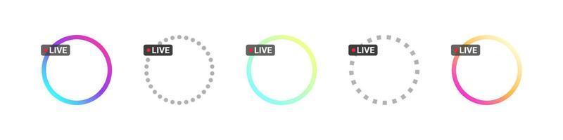 Live stories video streaming. Profile frame for live streaming. Video broadcasting and live streaming. Vector illustration