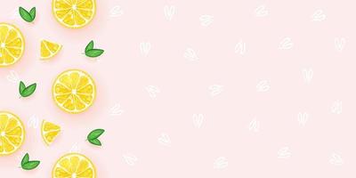 Lemons abstract background. Background for advertising. Banner with fresh lemon. Vector illustration