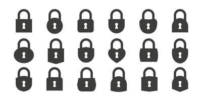 Locks icons set. Padlocks different form. Locks flat style. Vector illustration