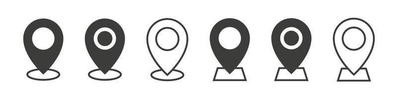 Pointer icons set. Marker icons. Location or navigation signs. Map pin icon. Vector illustration